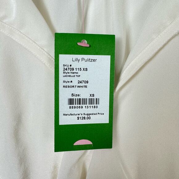 Lilly Pulitzer NWT Lachelle Top Ivory Cream 100% Silk Halter Slip Tank - Picture 8 of 11